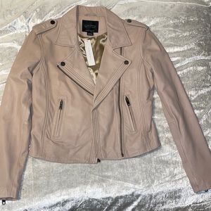 Dusty rose blush pink real leather jacket by Sanctuary size small.